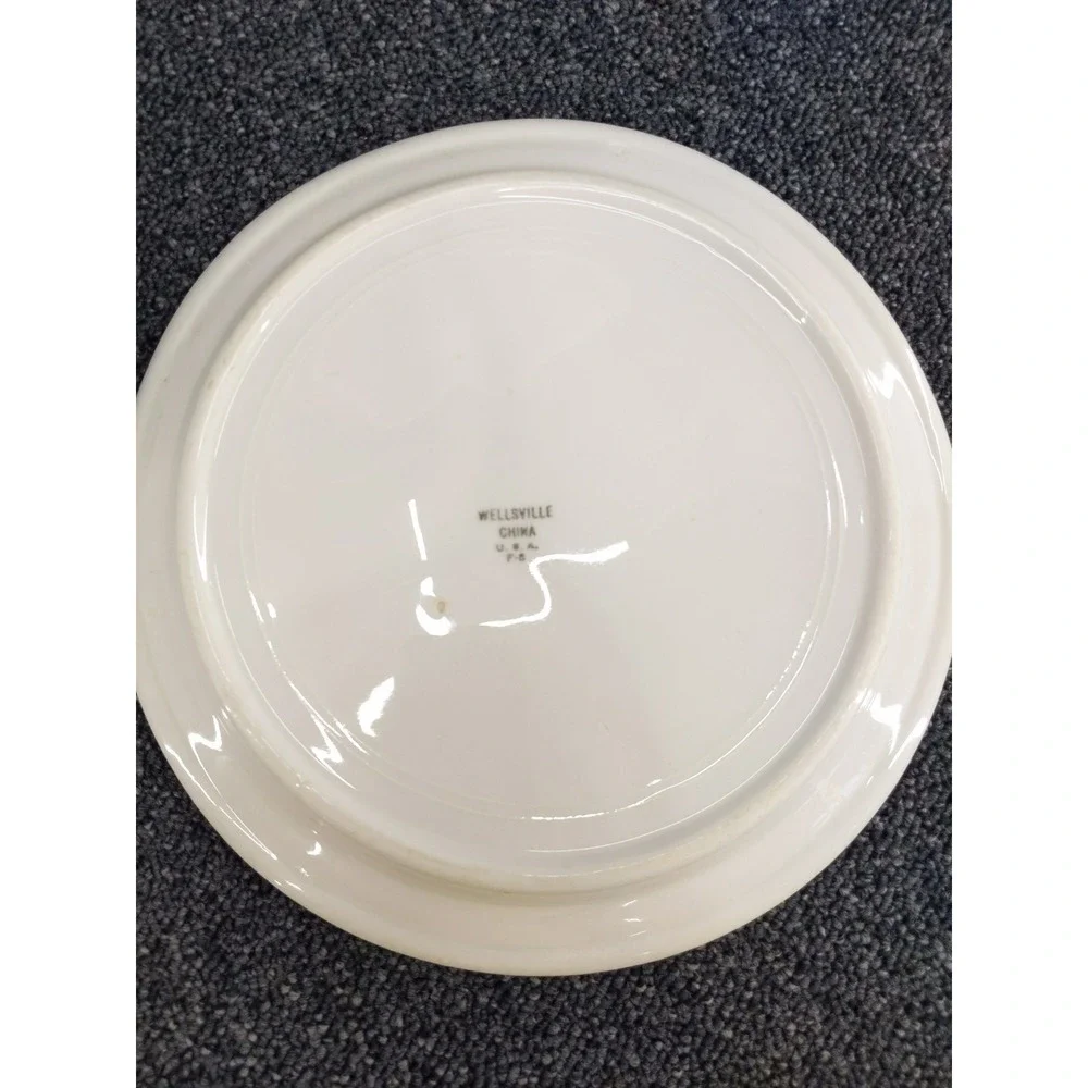 Wellsville Green Band Divided Grill Plates 9.5